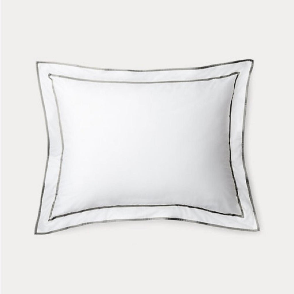 X2 Ralph Lauren KING Spencer Sateen Border Shams in Stone Grey New w/Tag $135/ea