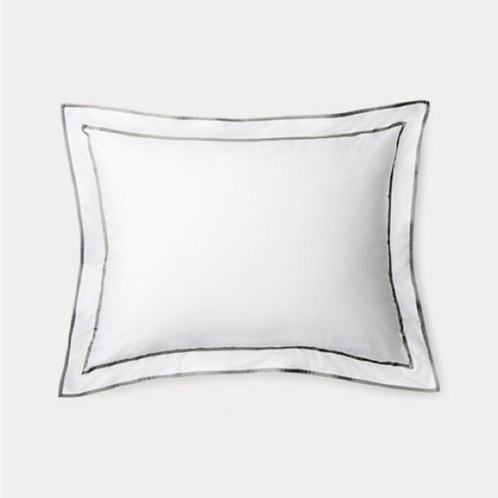 X2 Ralph Lauren KING Spencer Sateen Border Shams in Stone Grey New w/Tag $135/ea