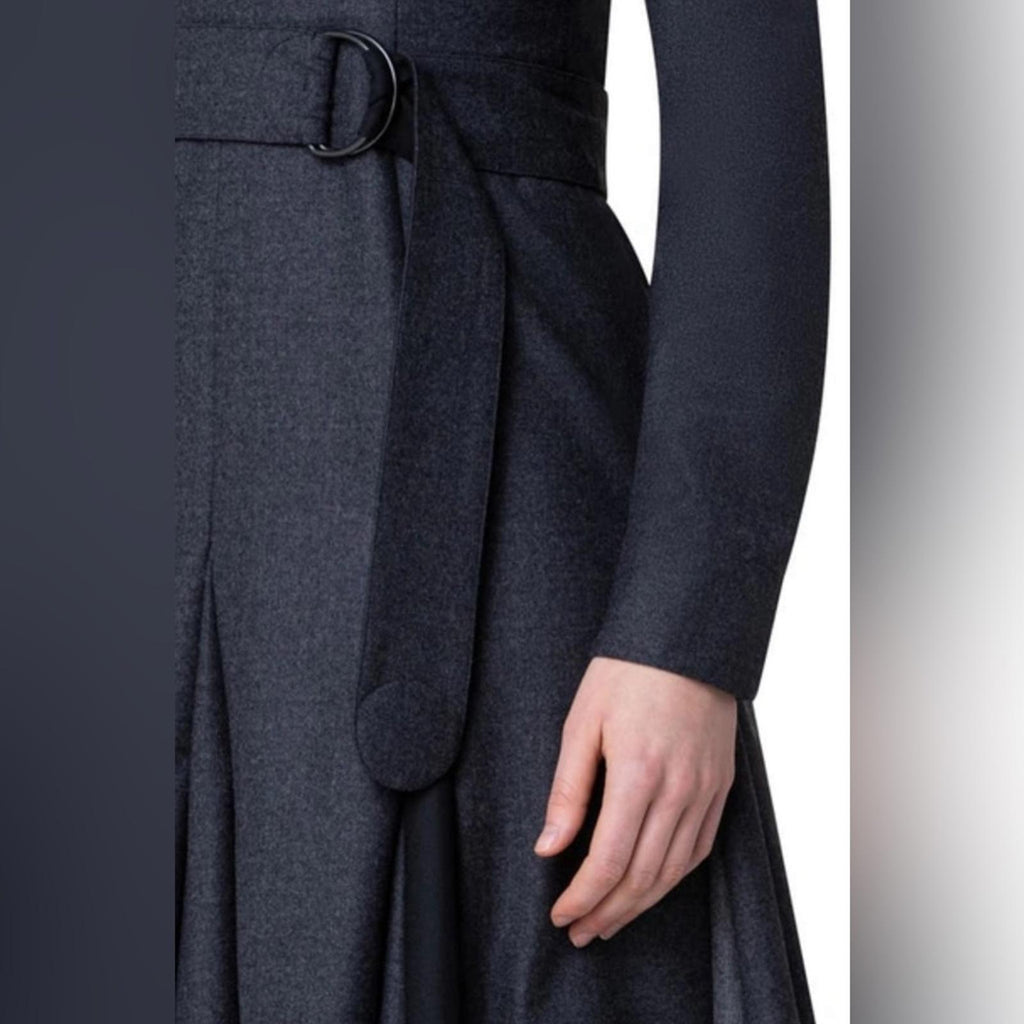 AKRIS PUNTO Fit-and-Flare D-Ring Belted Wool Dress, Size 4 New $1,390 (SOLD OUT)