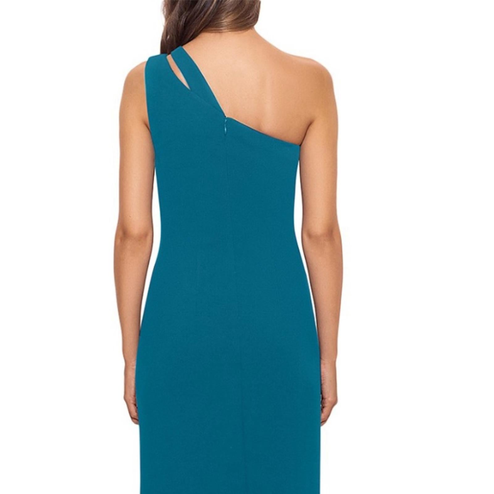 AQUA Cutout One Shoulder Gown, Teal Green, Size 0 New w/Tag Retail $258