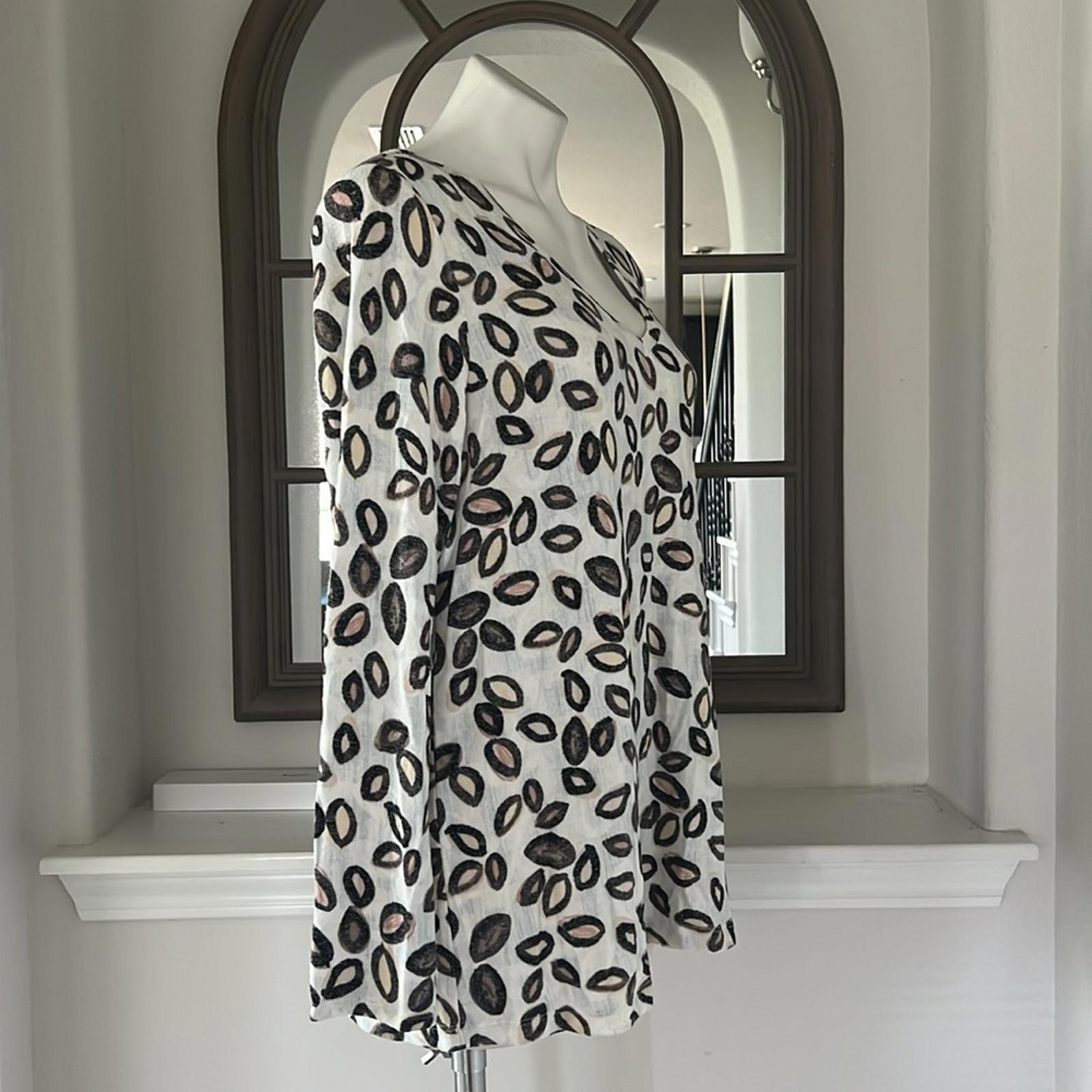 New NIC+ZOE Tossed Neutrals Printed Long Sleeve Tee, Size XL New w/Tag
