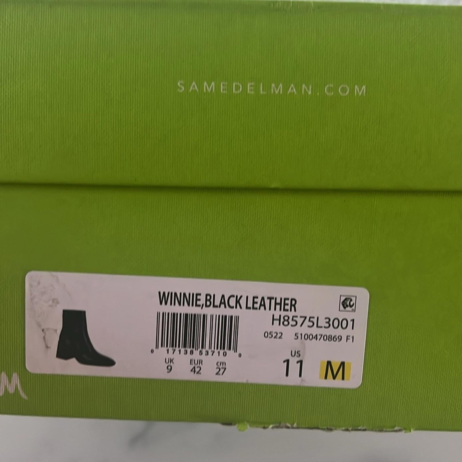 Sam Edelman Winnie Block Heel Booties in Black Leather, Size 11 New in Box $180