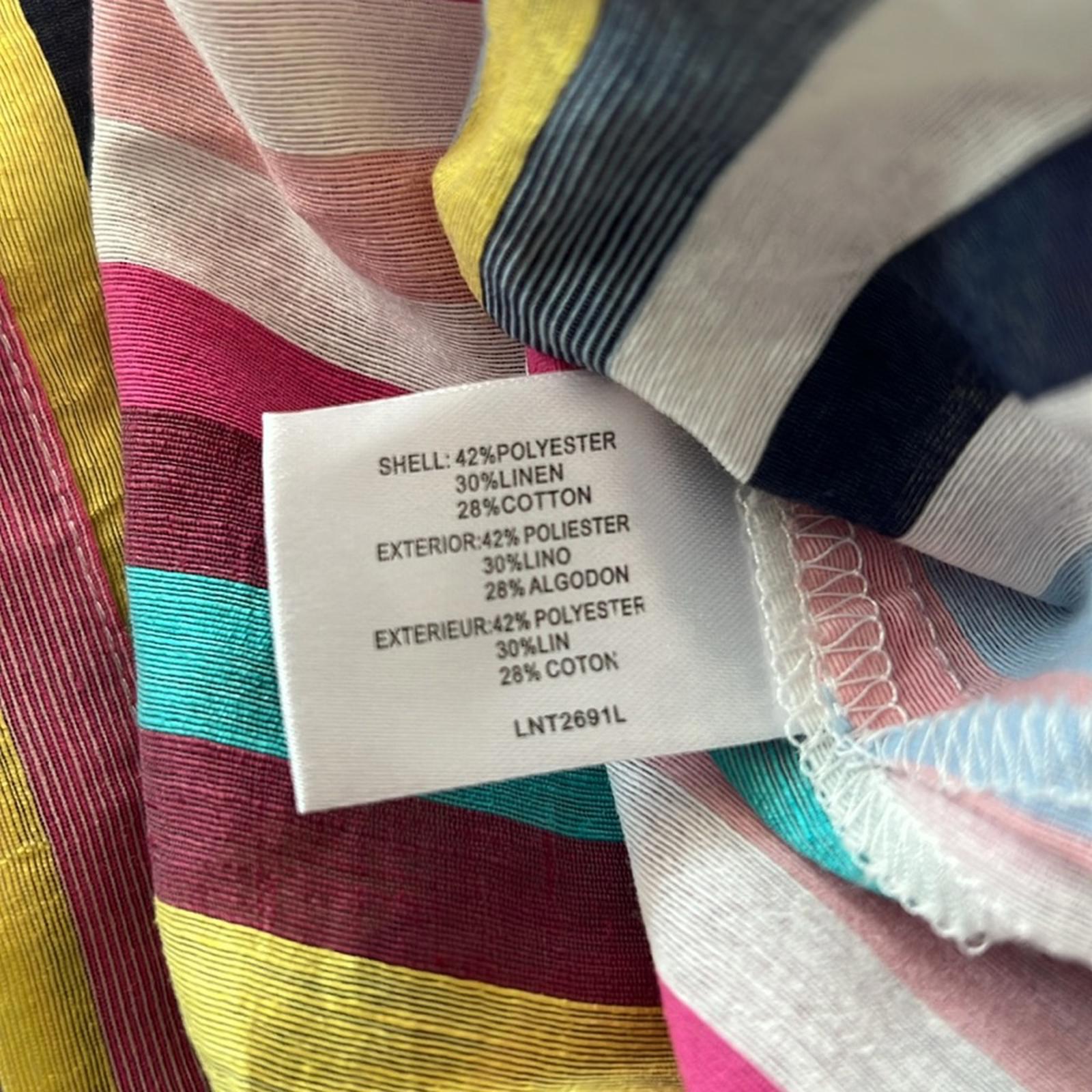 Lena Gabrielle Linen-Blend Summer Stripe Shirt, Size XL New w/Tag $120