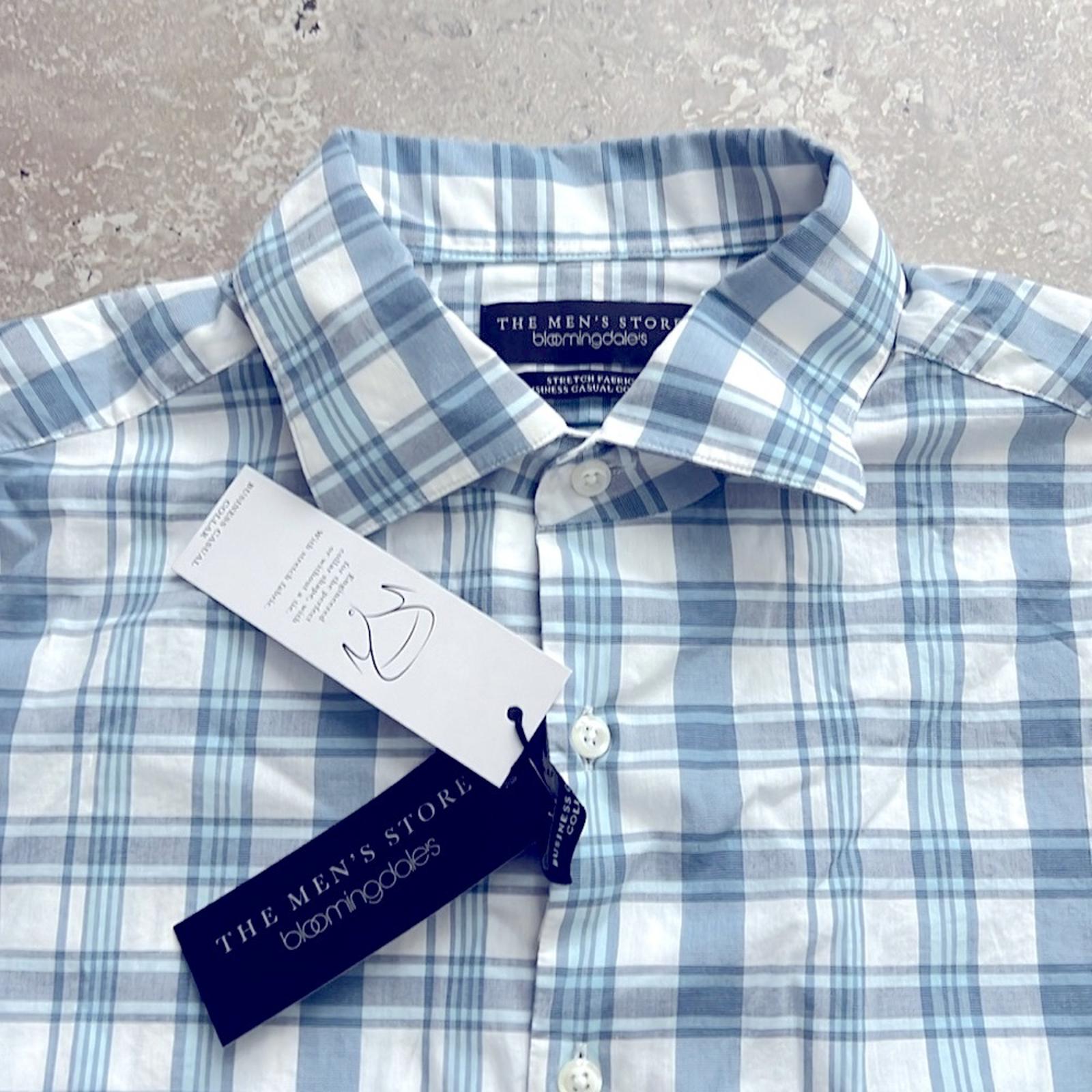 The Men’s Store Bloomingdale’s Plaid Button Up Dress Shirt Multi Blue Size M NWT