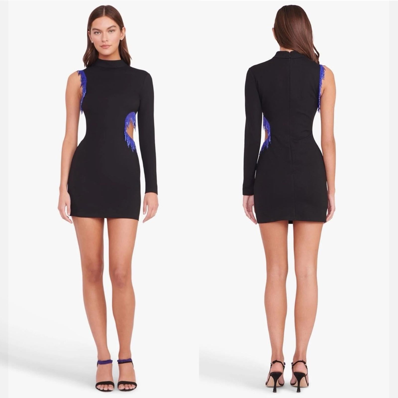 STAUD Kirsten Beaded Mini Dress in Black, Size S New w/Tag