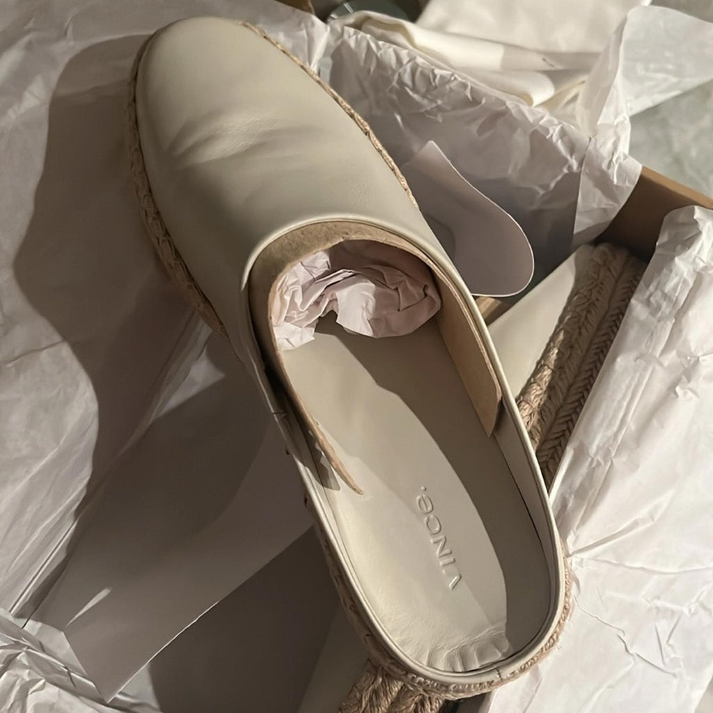 Vince Women's Ulla Slip On Espadrille Flats/ Mules, Off White Size 11 New in Box