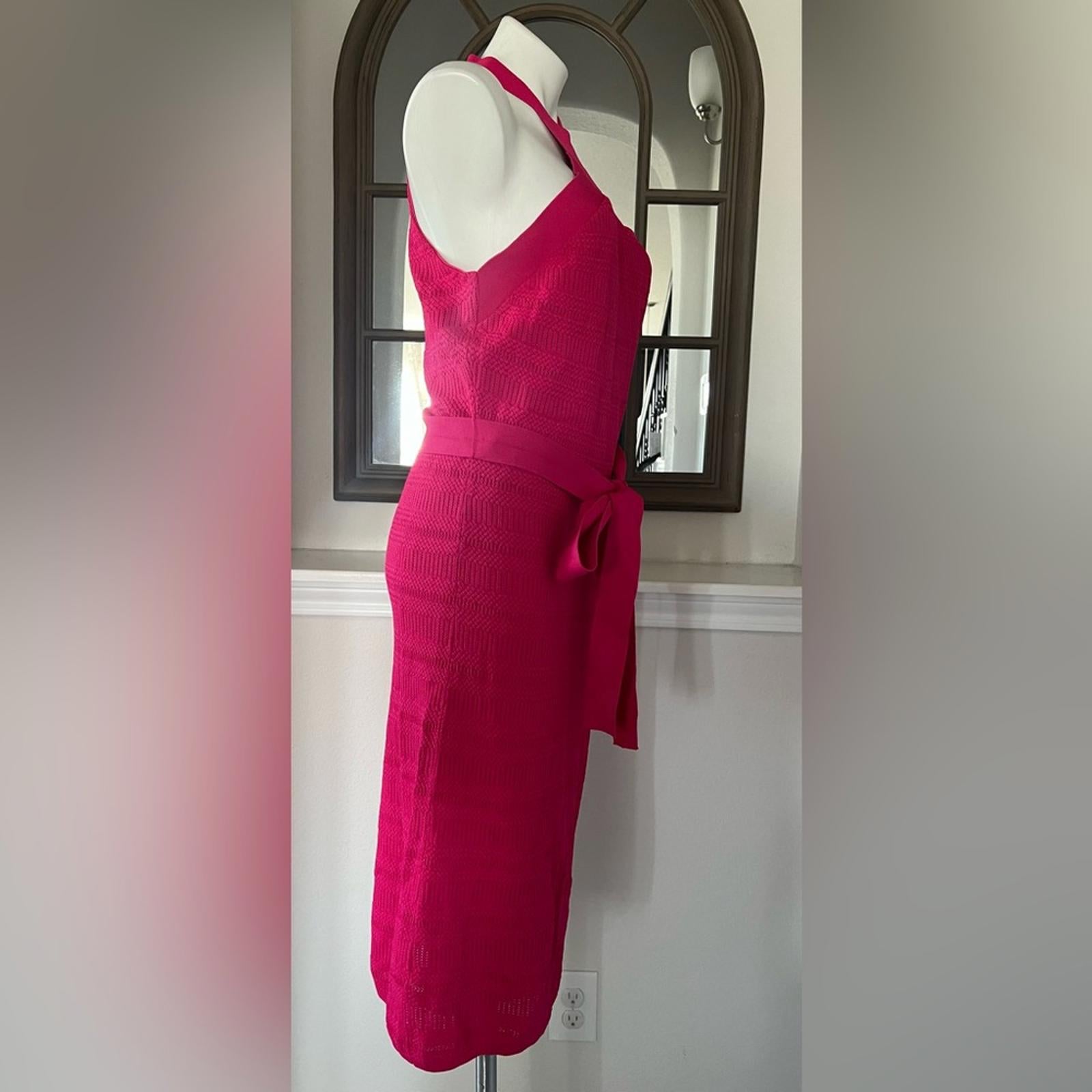 NEW Rachel Roy Solid Textured Knit Midi Halter Dress, Pink XXL Retail $139.99