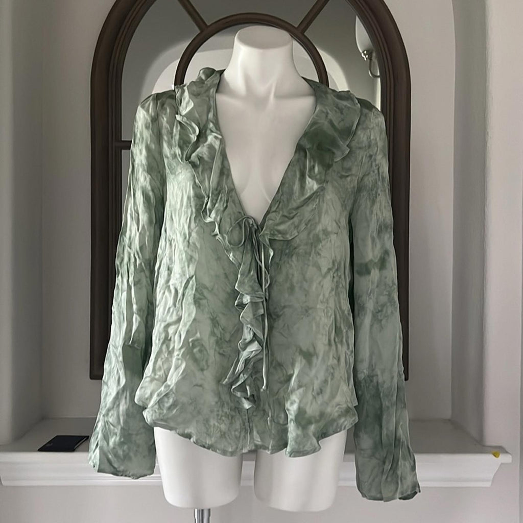 New Free People Women’s Lyocell Tie Front Blouse, Size M New w/Tag Retail $128