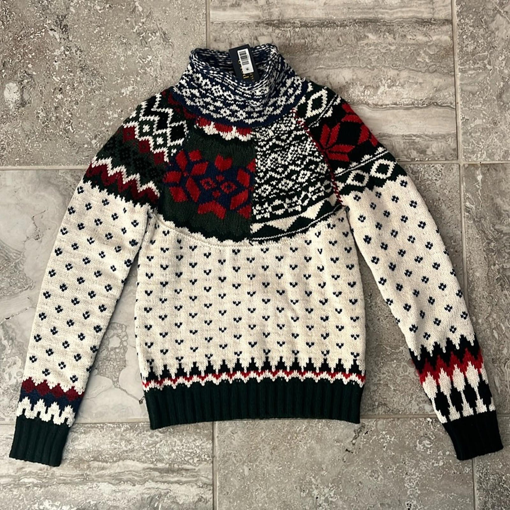 Polo by Ralph Lauren Mixed Print Turtleneck Sweater, Size XS New w/Tag