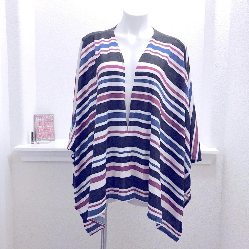 Travel Elements Striped Cardigan, Poncho Knit Sweater Size L New w/Tag
