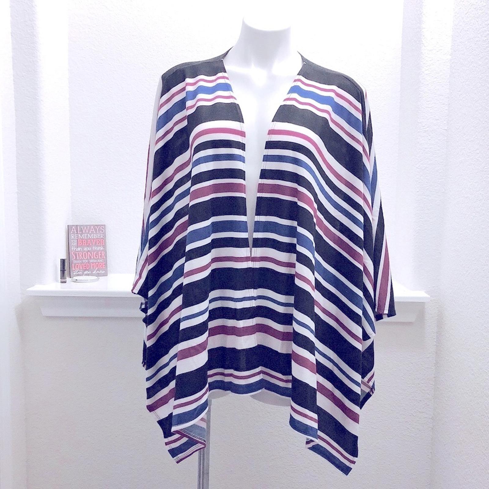 Travel Elements Striped Cardigan, Poncho Knit Sweater Size L New w/Tag