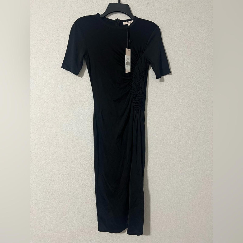 Et Ochs Isabelle Ruched Midi Dress in Black, Size 0 NEW w/Tag $1,195