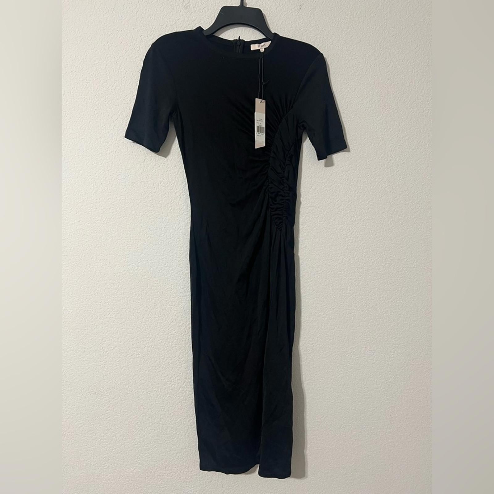 Et Ochs Isabelle Ruched Midi Dress in Black, Size 0 NEW w/Tag $1,195