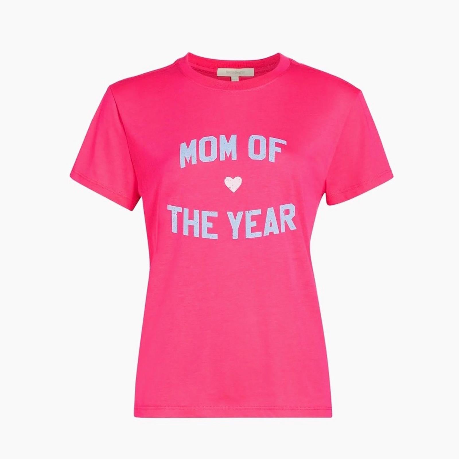 Favorite Daughter “Mom Of The Year” Crewneck T-Shirt in Pink, Size XS, NEW