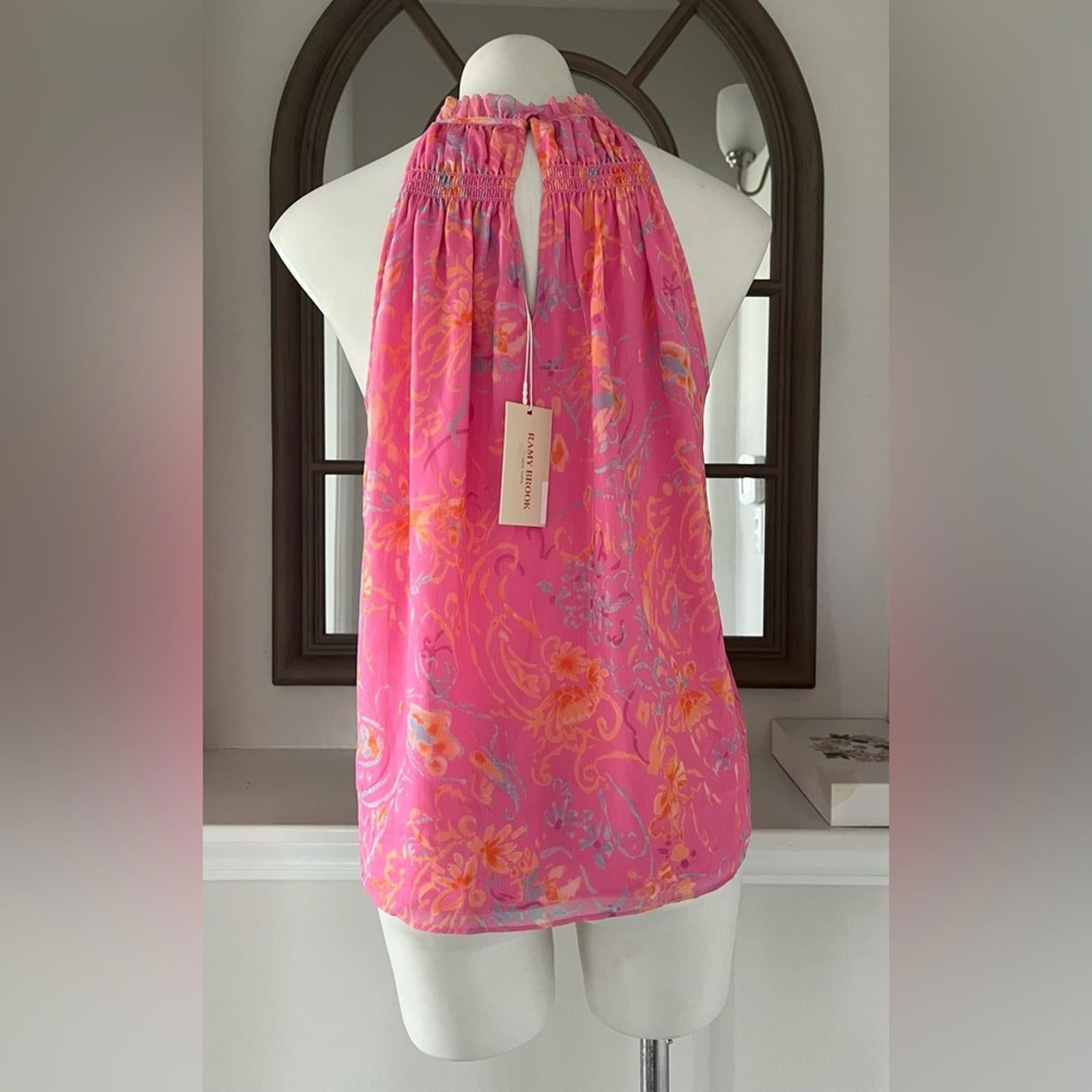 Ramy Brook Harlie Paisley Halter Neck Tank Top, Pink Size S New w/Tag $295