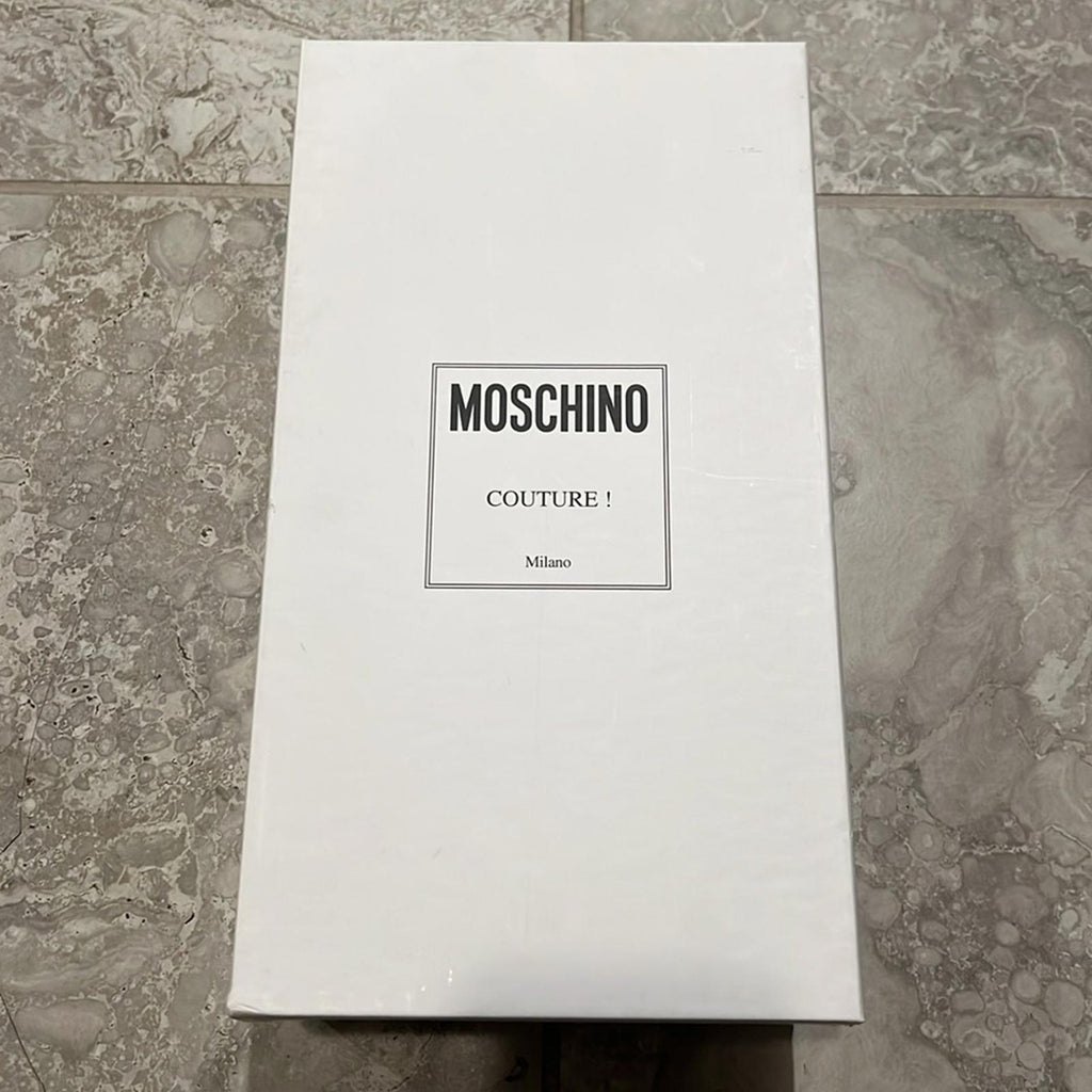 Moschino Logo-Print Slides in Black Size 35 New in Box w/DustBag