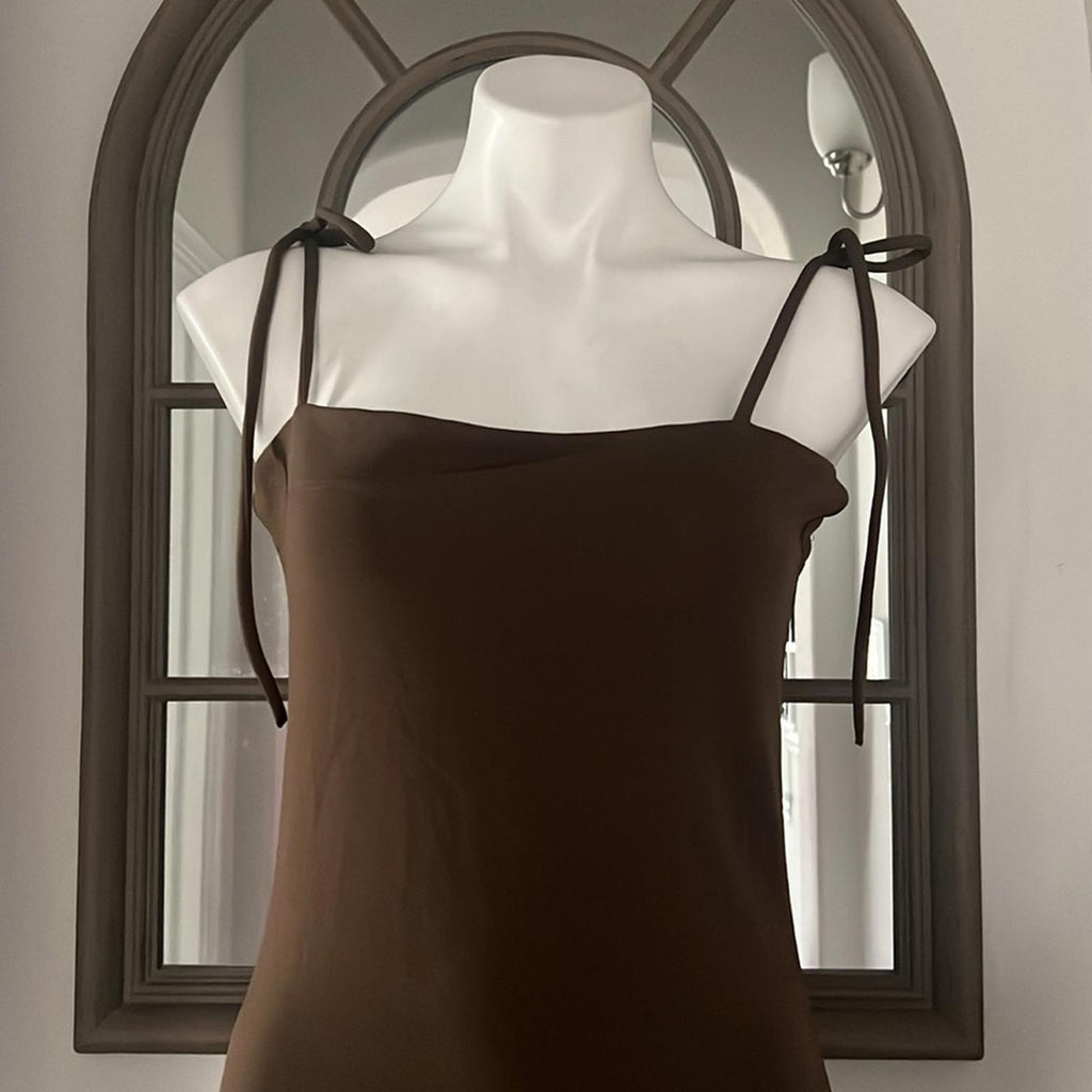 By Malene Birger Catania Tie Strap Midi Dress in Brown, Size M New w/Tag