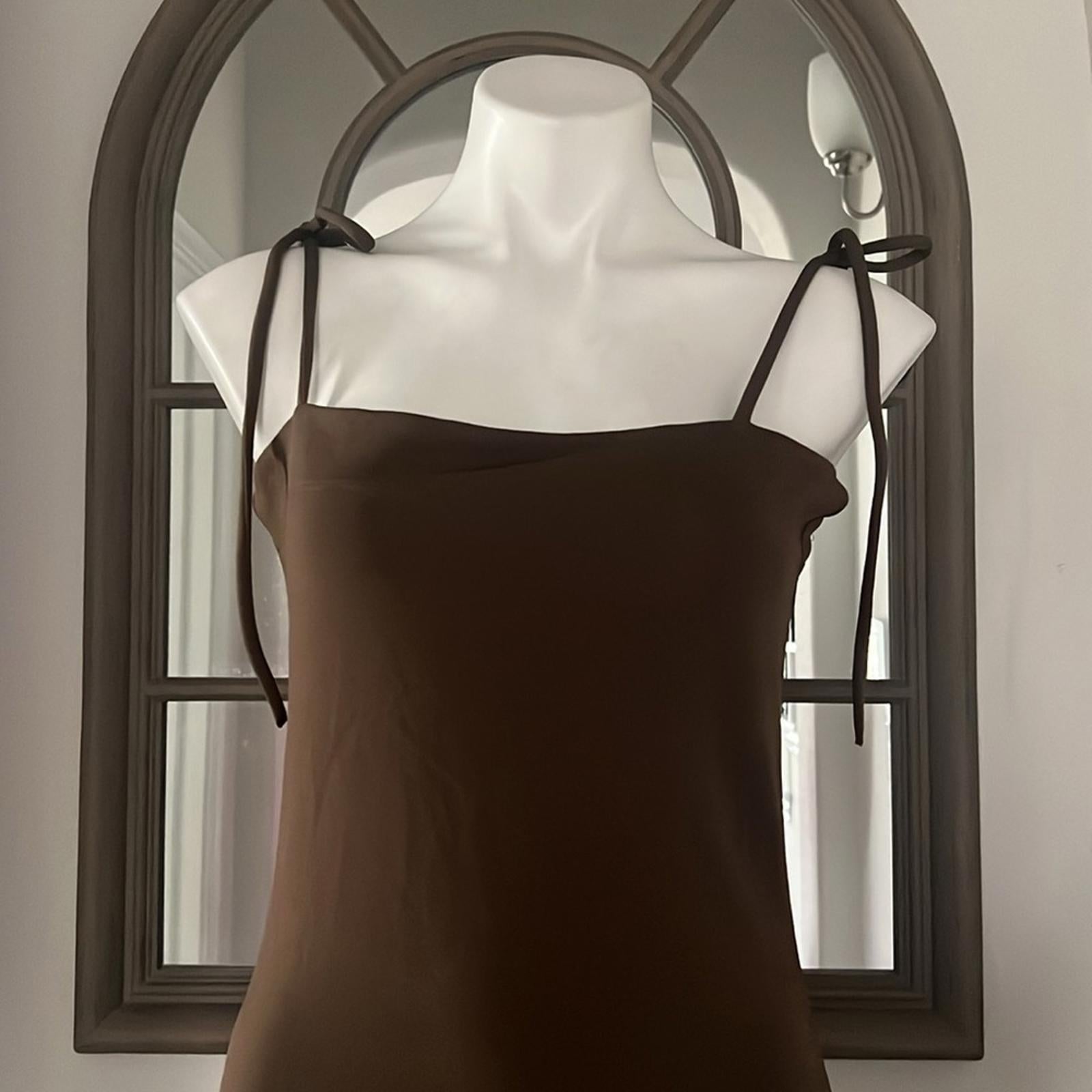 By Malene Birger Catania Tie Strap Midi Dress in Brown, Size M New w/Tag