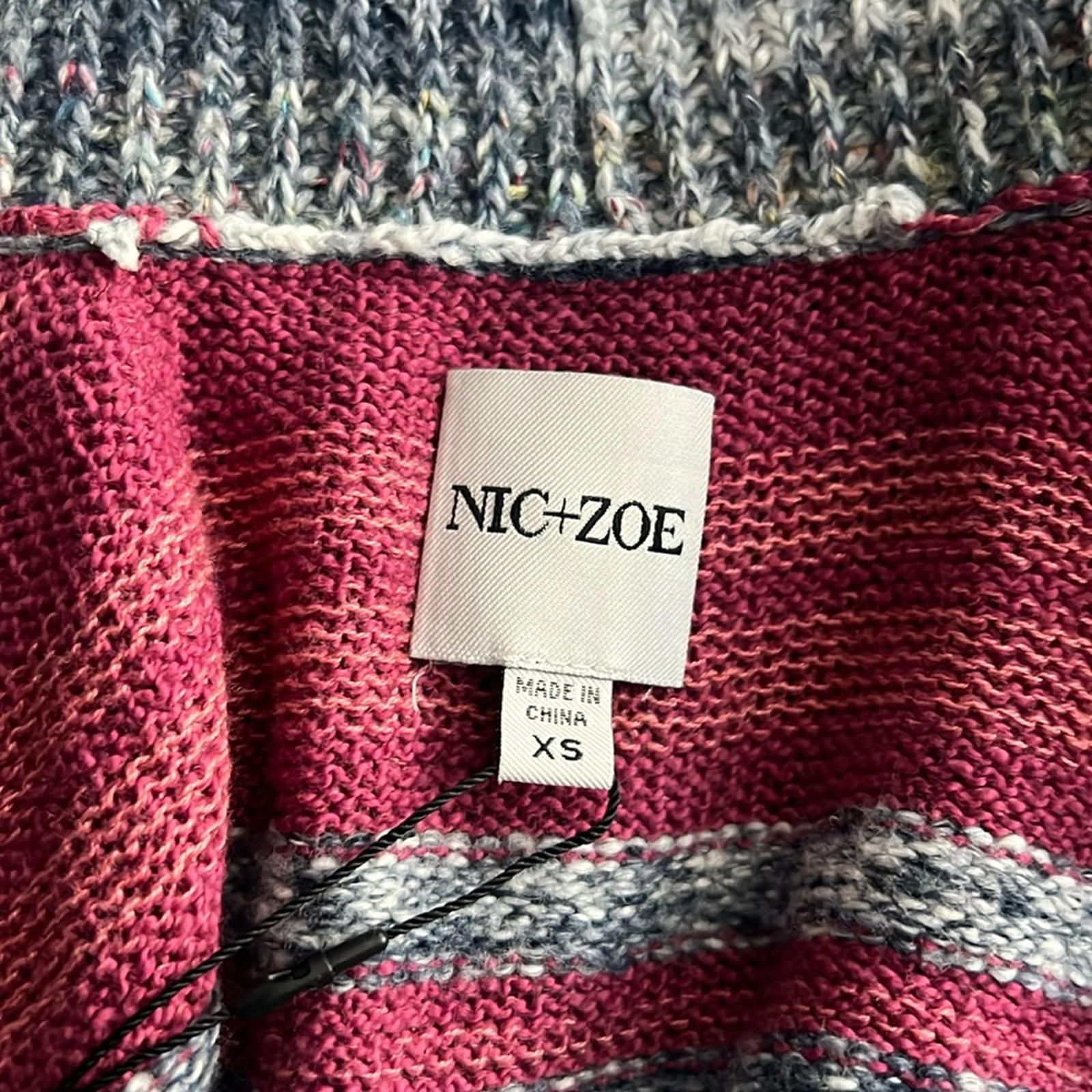 Nic+Zoe Santa Monica Open Front Cardigan w/Long Sleeves, Pink Multi Size XS NWT