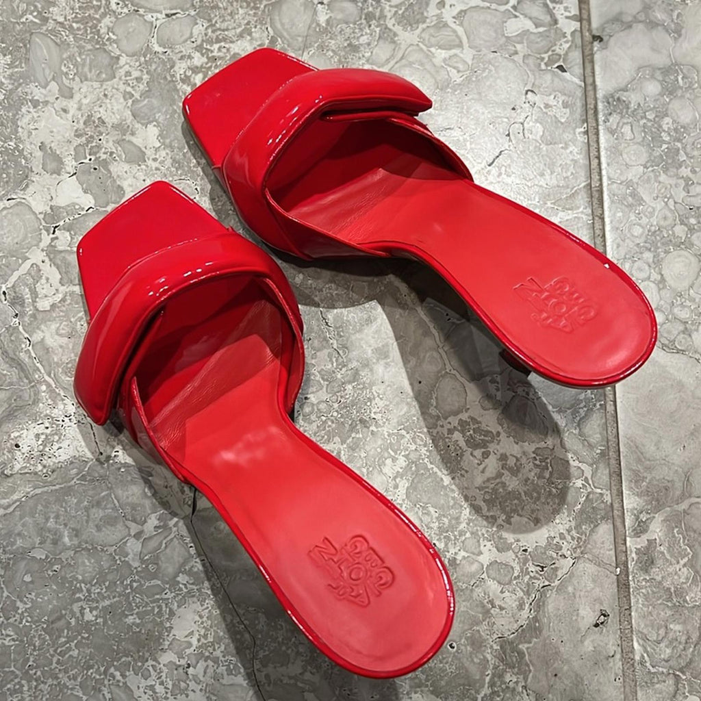Gia Borghini Alodie Patent Leather Mules/Sandals in Red Size 41 NEW +DustBag
