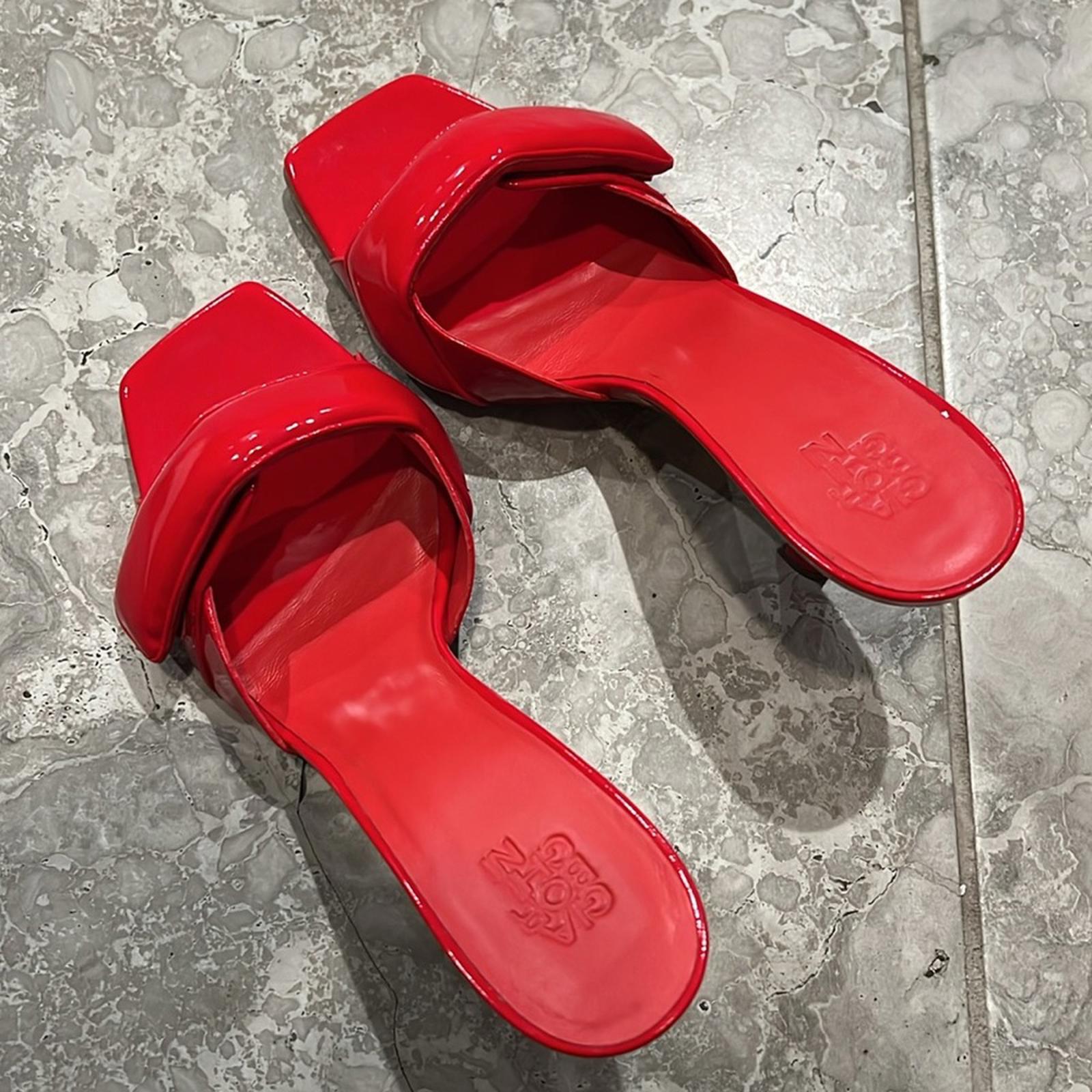 Gia Borghini Alodie Patent Leather Mules/Sandals in Red Size 41 NEW +DustBag