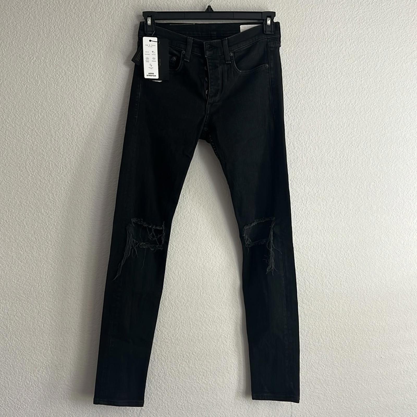 Rag & Bone Fit 1 Aero Stretch Wolcott Skinny Distressed Jeans, NEW, Size W31 L32