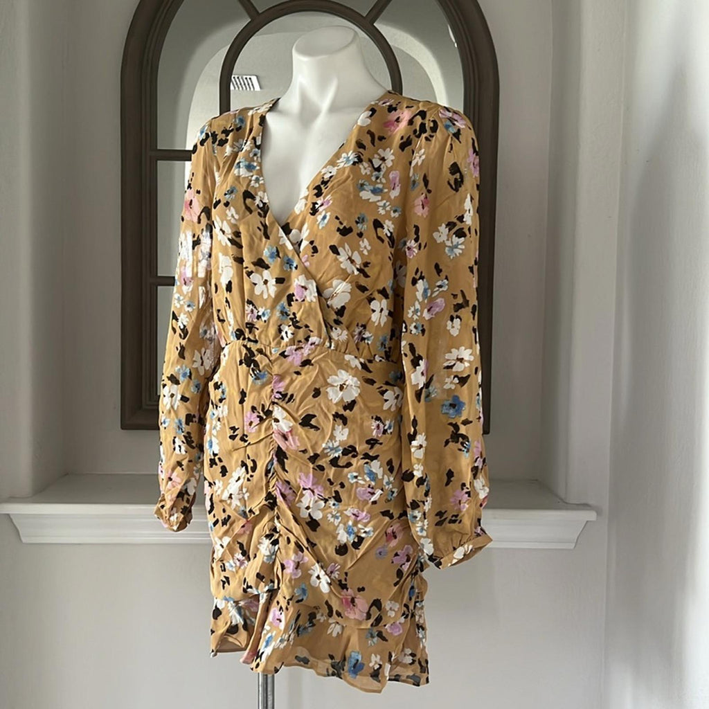 Sanctuary Anthropologie Dreamer Georgette Puff Sleeve Blouson Dress, Size 10 NWT