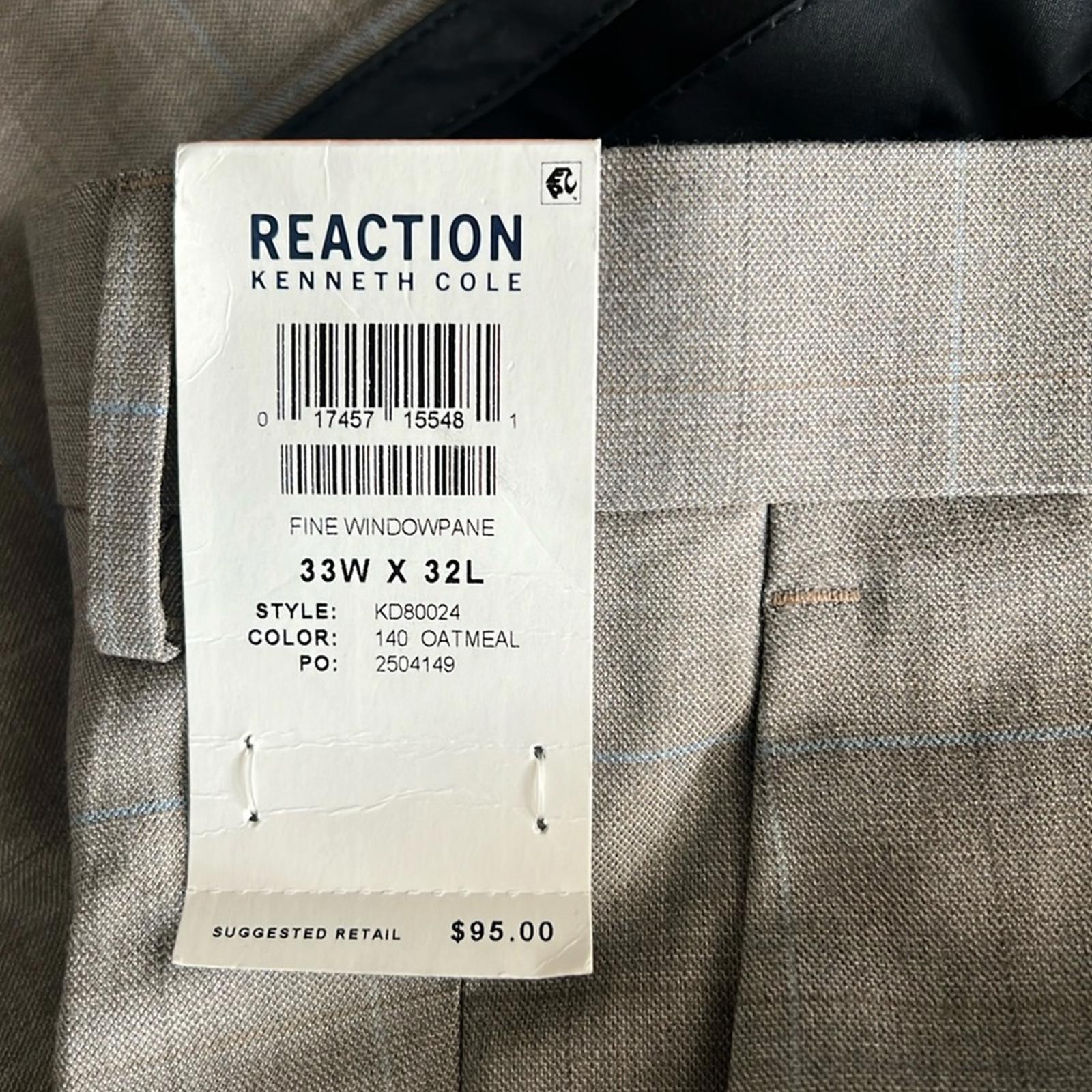Kenneth Cole REACTION Premium Flex Slim Fit Dress Pants Oatmeal, 33W x 32L NWT