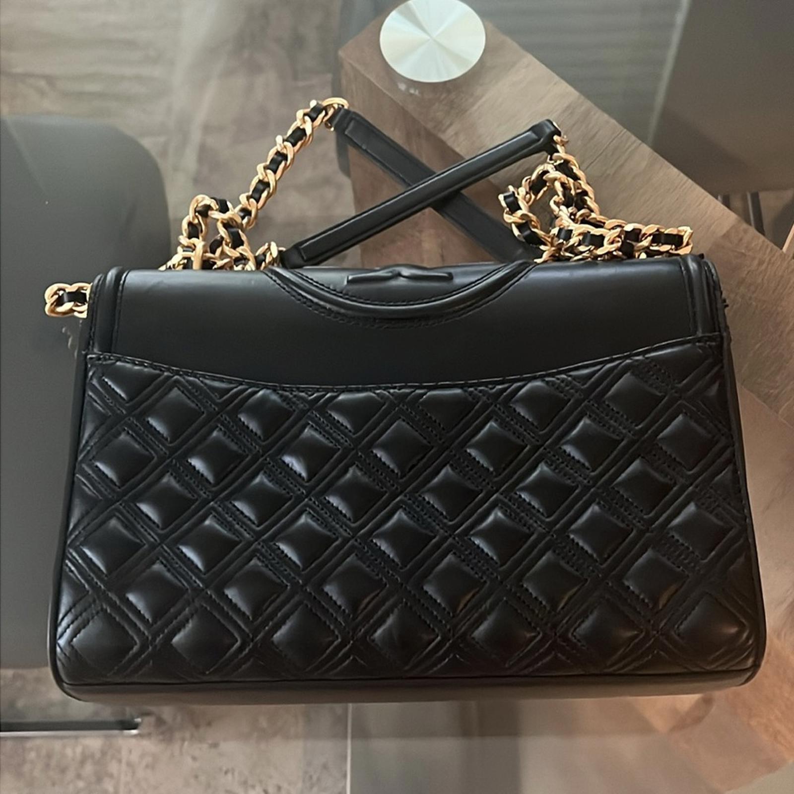 Tory Burch Fleming Convertible Shoulder Bag, Black & Gold EXCELLENT!