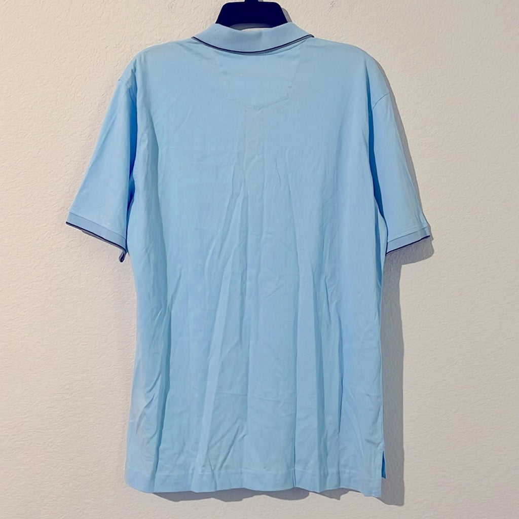 Robert Graham Rossi Short Sleeve Knit Polo Shirt Classic Fit in Blue, NWT, SizeM