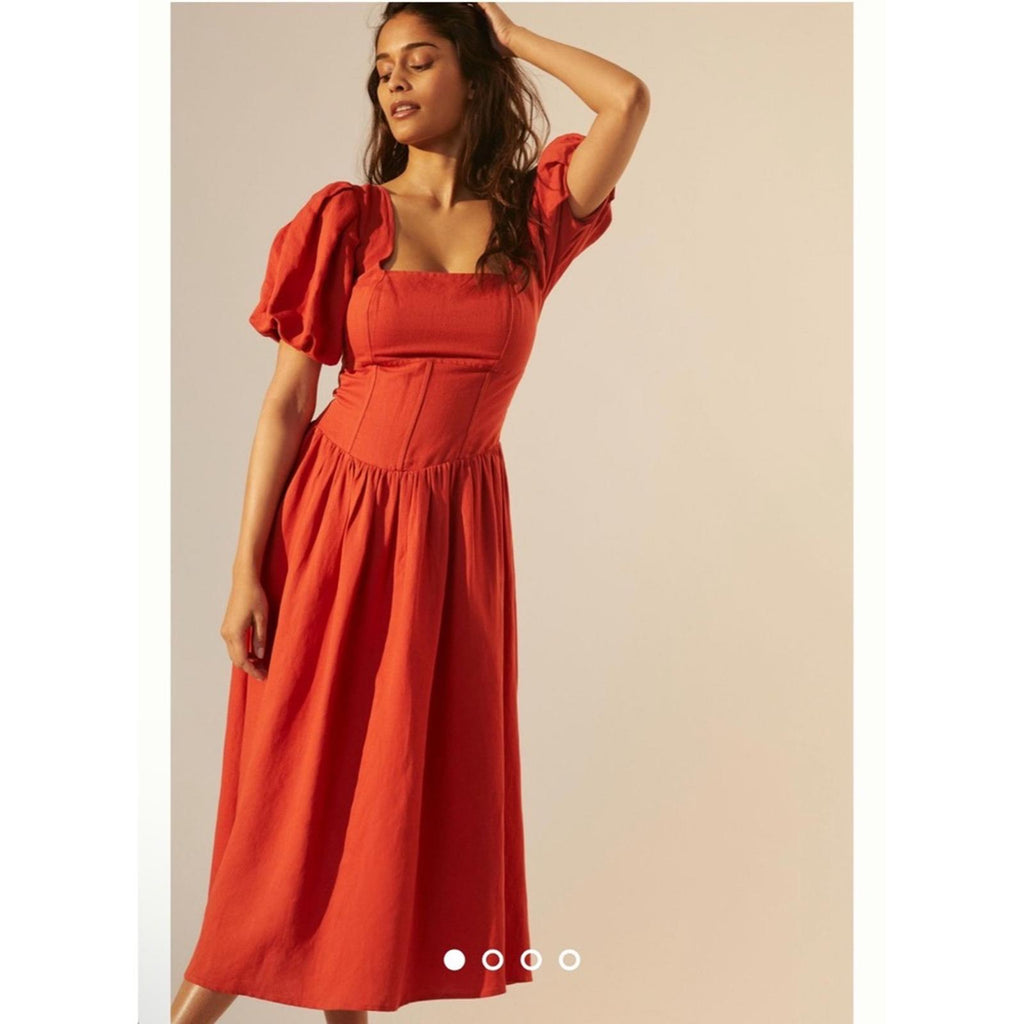 Anthropologie’s Current Air Square-Neck Puff-Sleeved Dress Size XXS New w/Tag