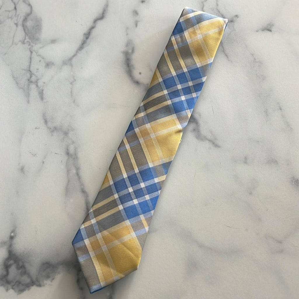 Tommy Hilfiger Festive Plaid Tie in Yellow & Blue, One Size, New w/Tag