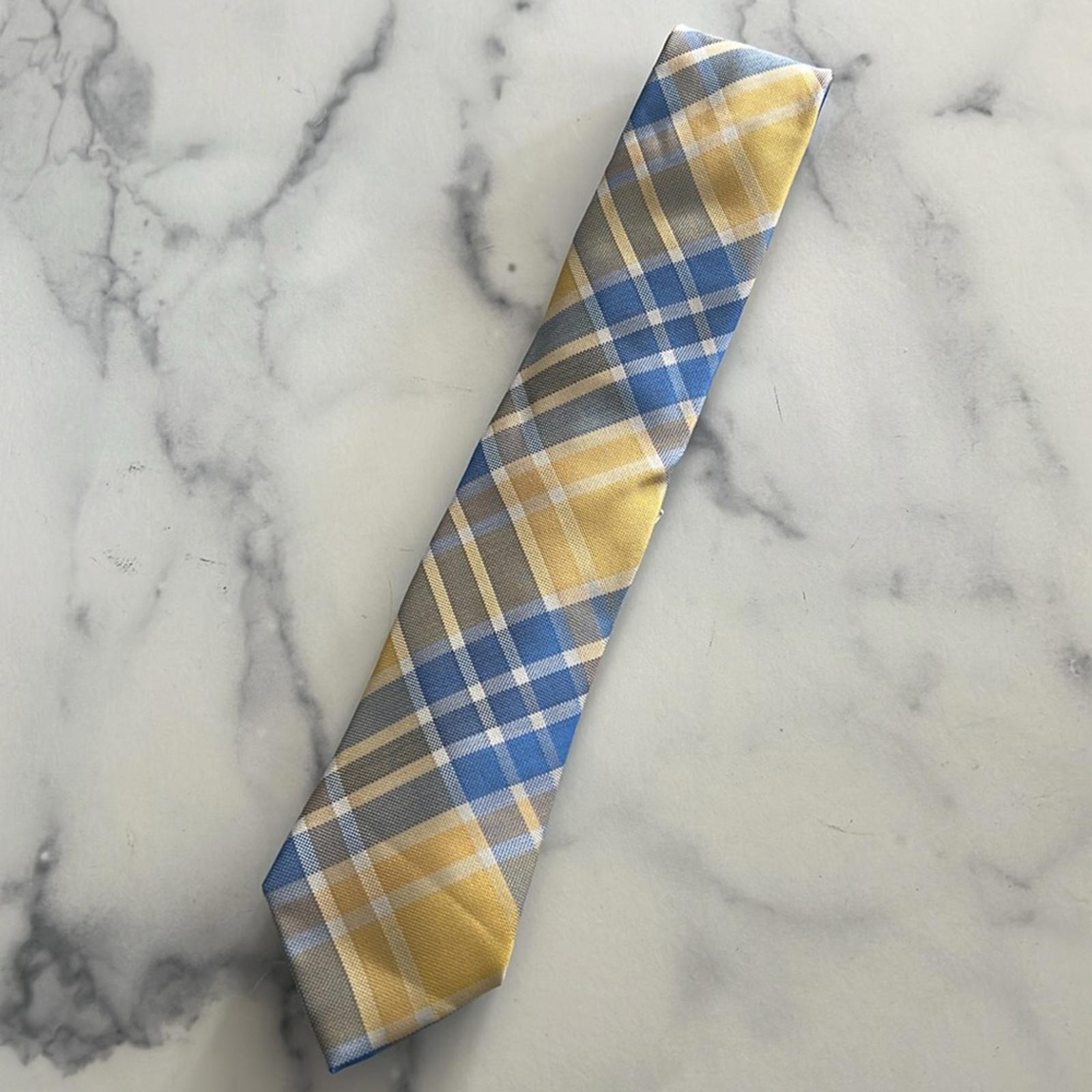 Tommy Hilfiger Festive Plaid Tie in Yellow & Blue, One Size, New w/Tag