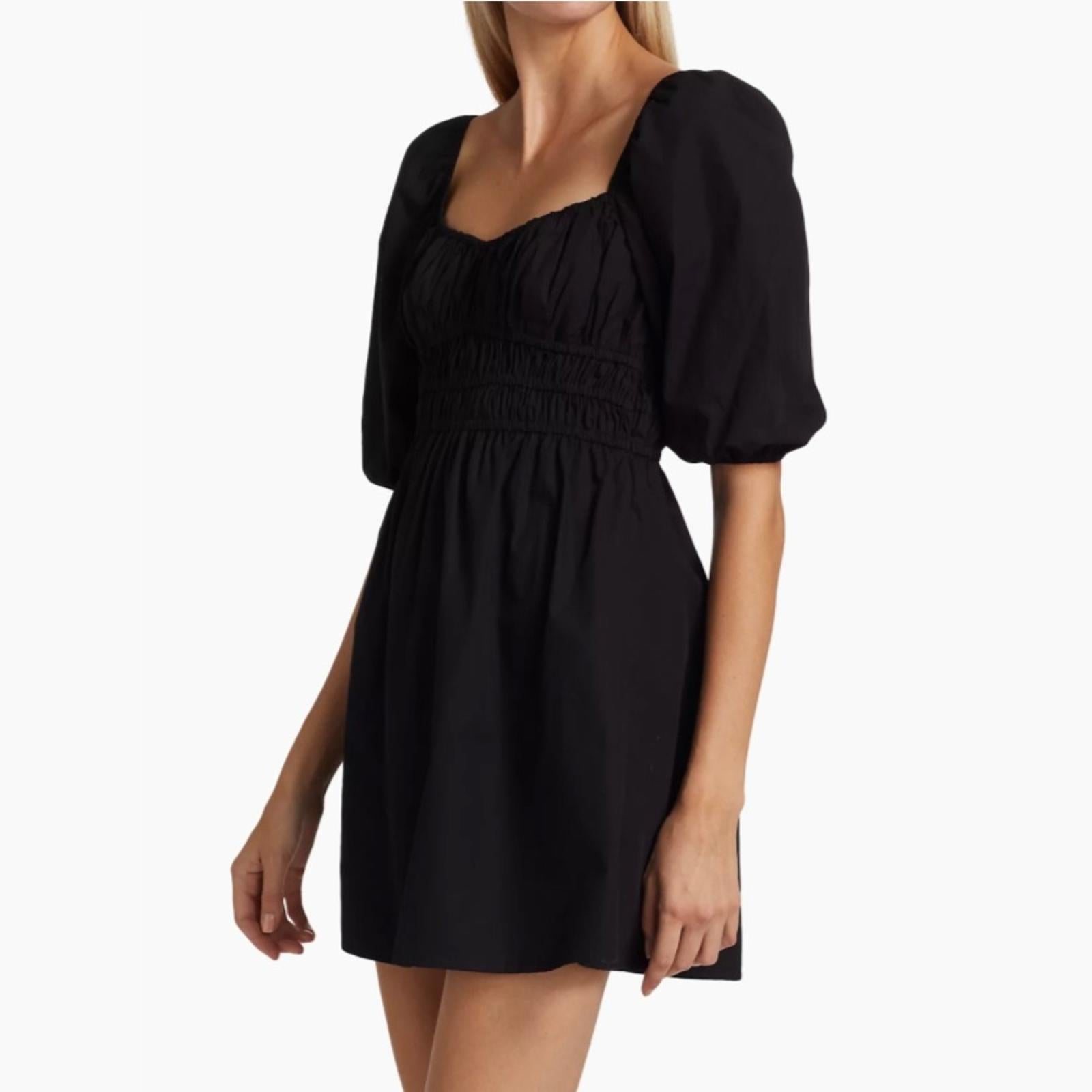 NWT Faithfull the Brand Marinelli Smocked Minidress, Black Size 6 (Sold Out)