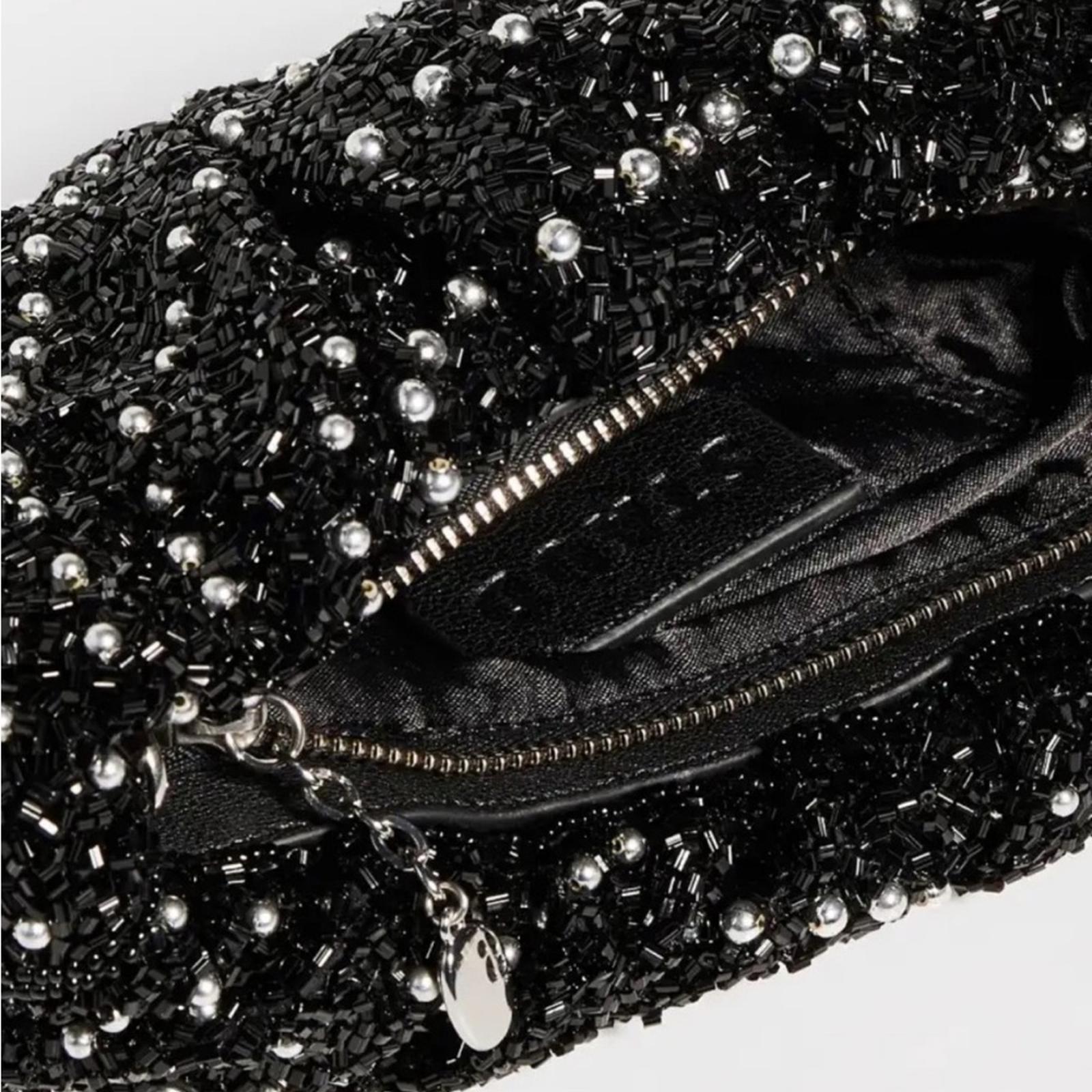 STAUD Cosmic Wave Beaded Bean Bag in Black, New w/Tag