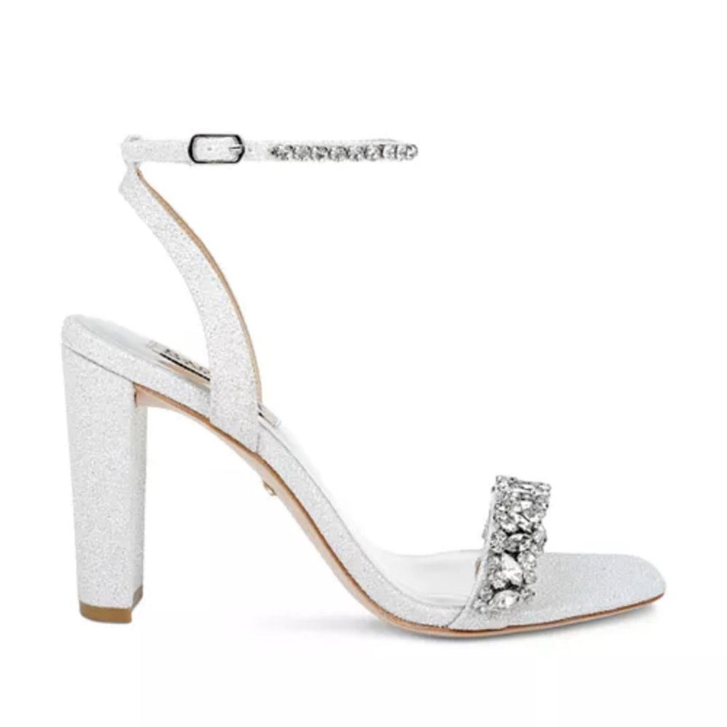 Badgley Mischka Tasmine Embellished Block Heel Sandals, Size 5.5 New in Box $245
