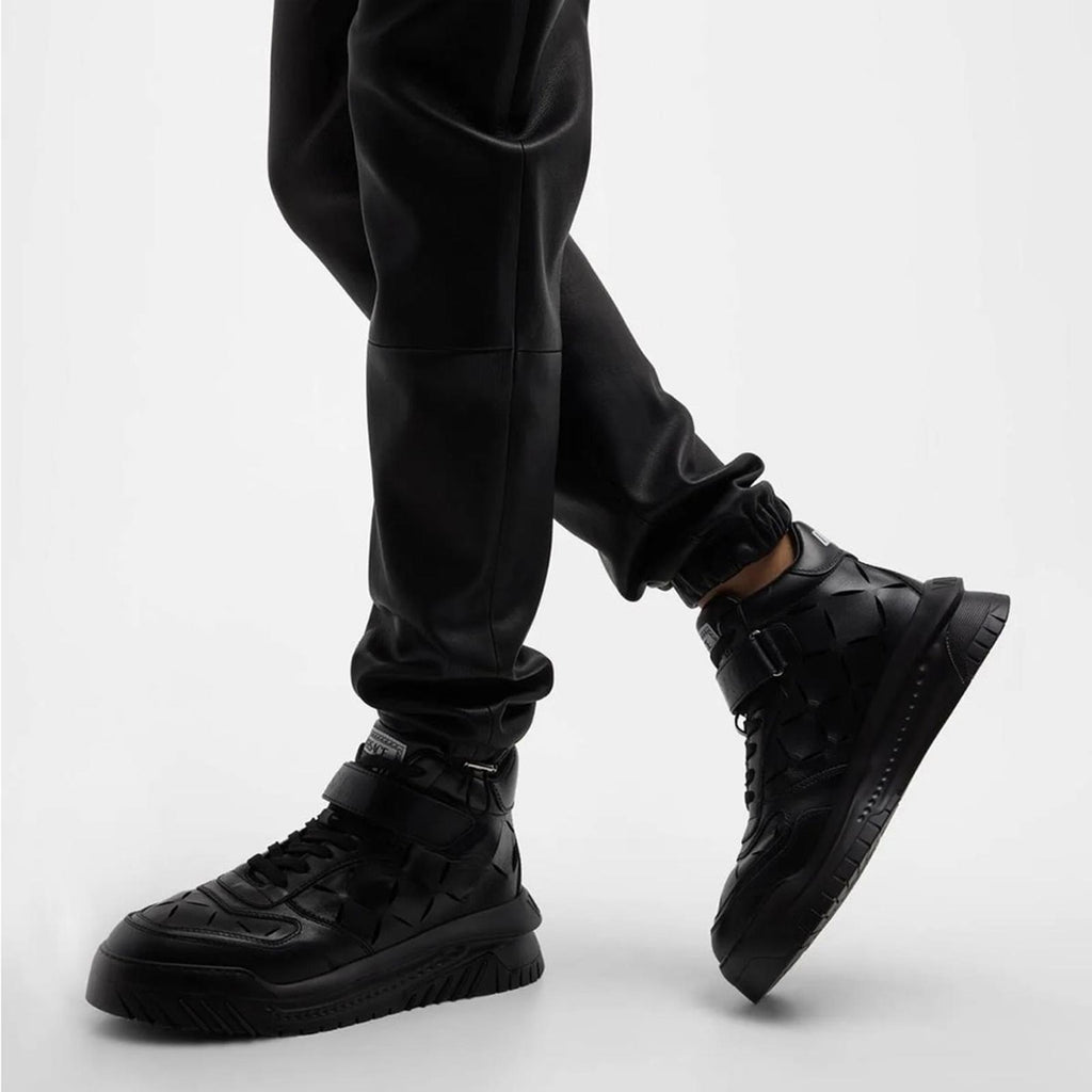 Versace Odissea Calf Leather High-Top Sneakers Black, Size 42 New in Box $1,175