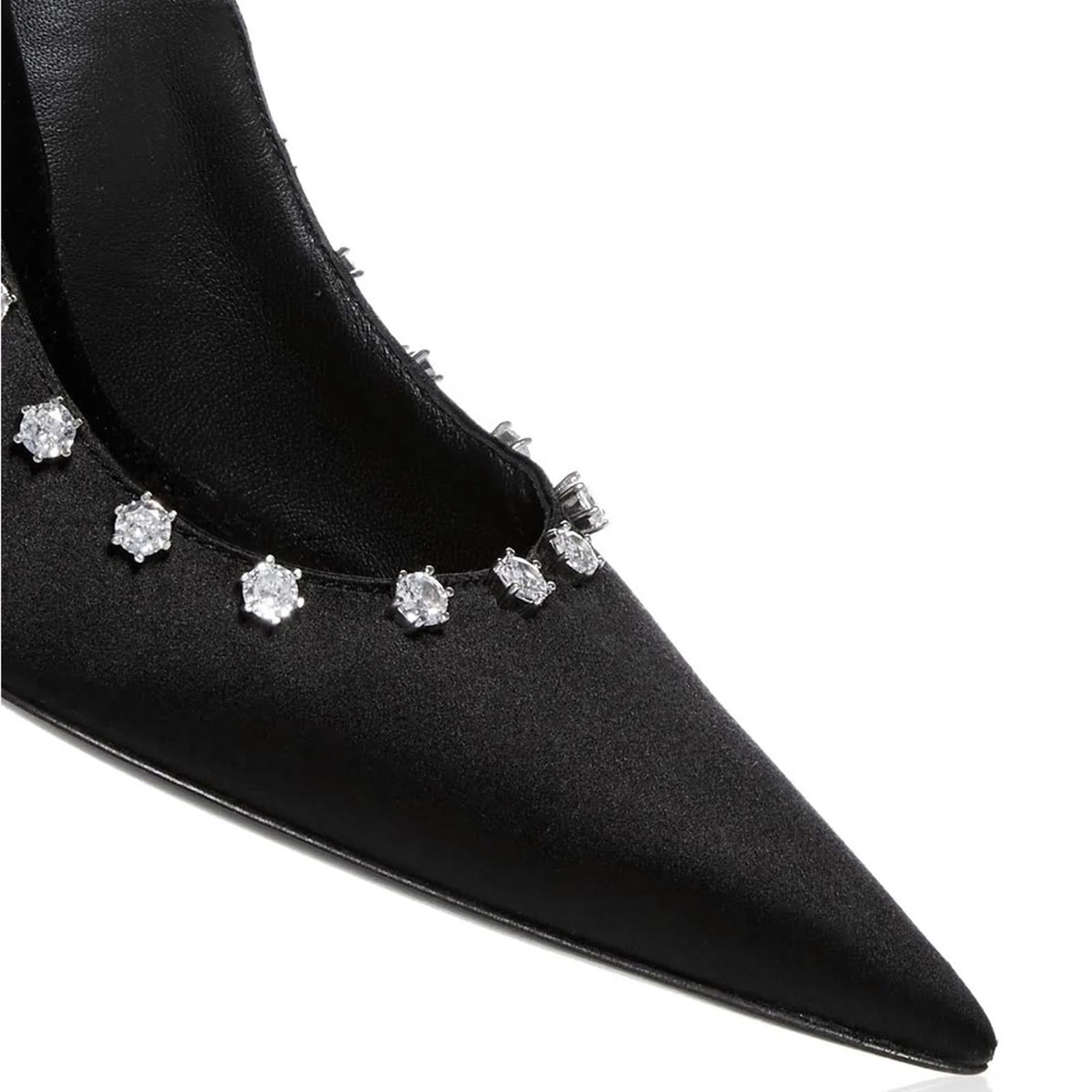 Alexander Wang Delphine 85 Crystal Stud Pump, Black Size 38 New in Box