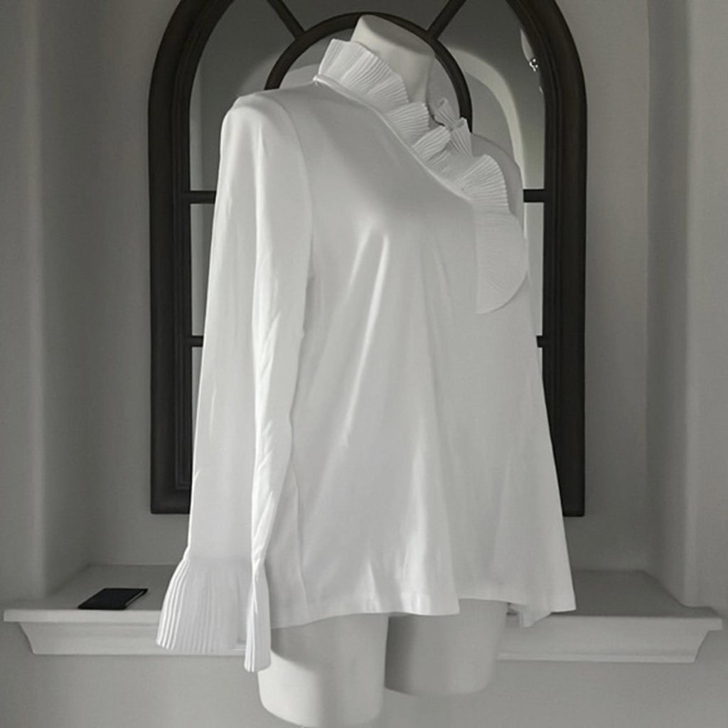 Nic+Zoe Ruffled Up Top Blouse, White, Size XL New w/Tag