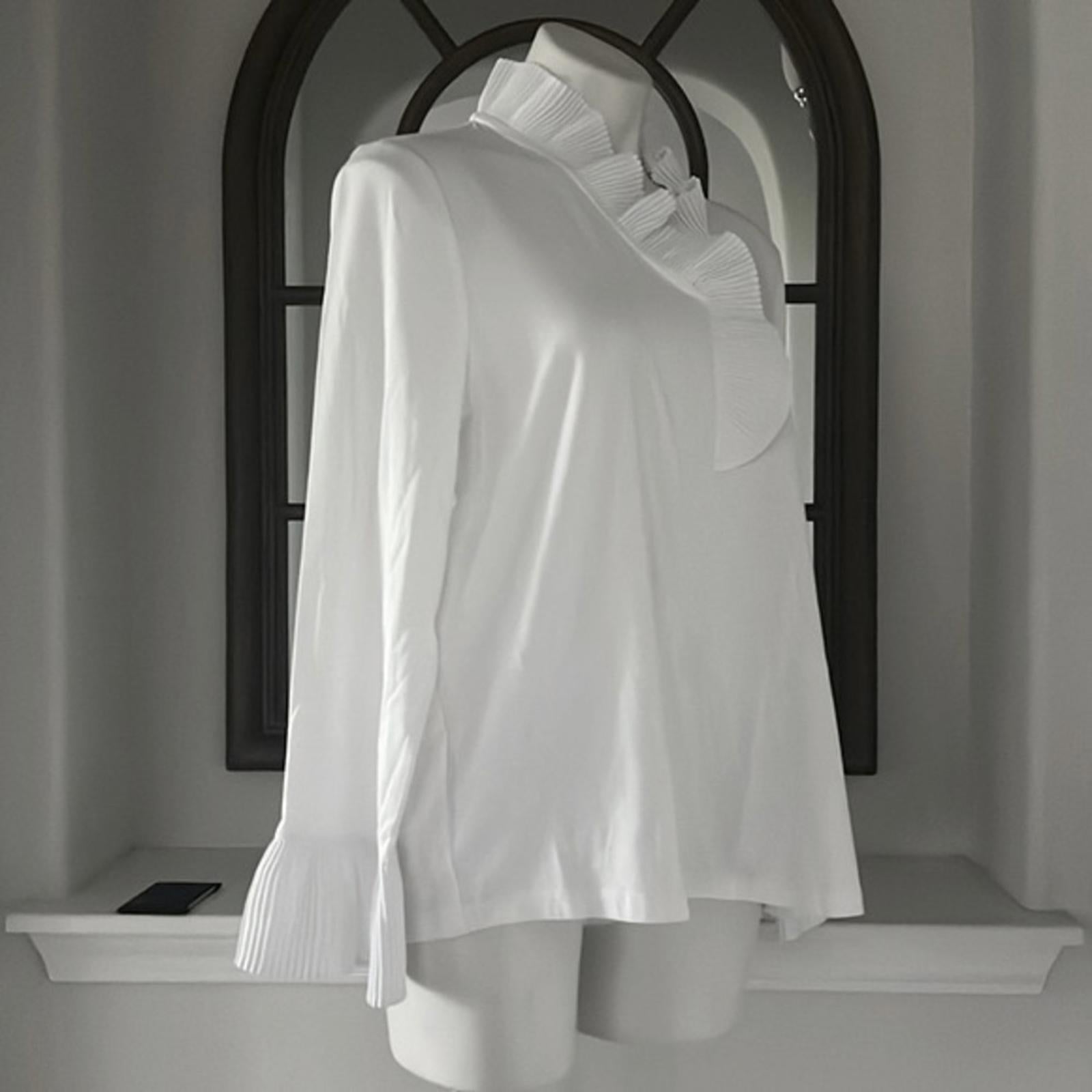 Nic+Zoe Ruffled Up Top Blouse, White, Size XL New w/Tag