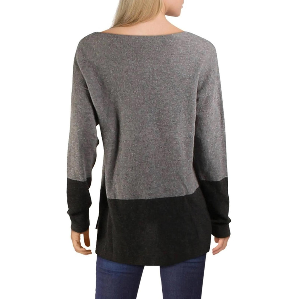 Kier+J Cashmere Boat Neck Sweater Charcoal w/Gray, Size L New w/Tag Retail $268