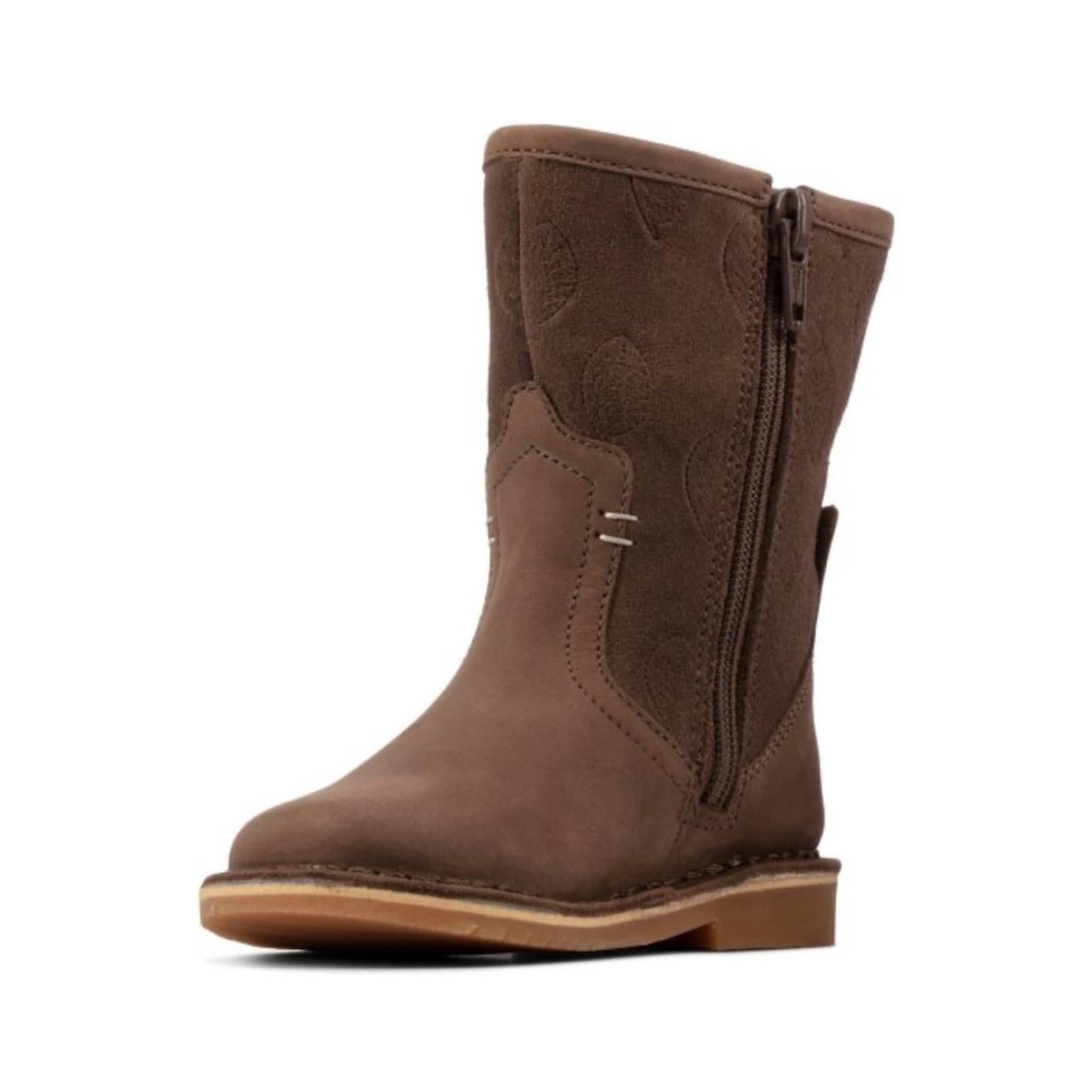 NEW Clarks Comet Pop Toddler Walnut Leather Boots Size UK 4F, US 4.5M Retail £48