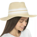 INC Striped Packable Panama Hat, Light Natural, One Size New w/Tag Retail $44.50