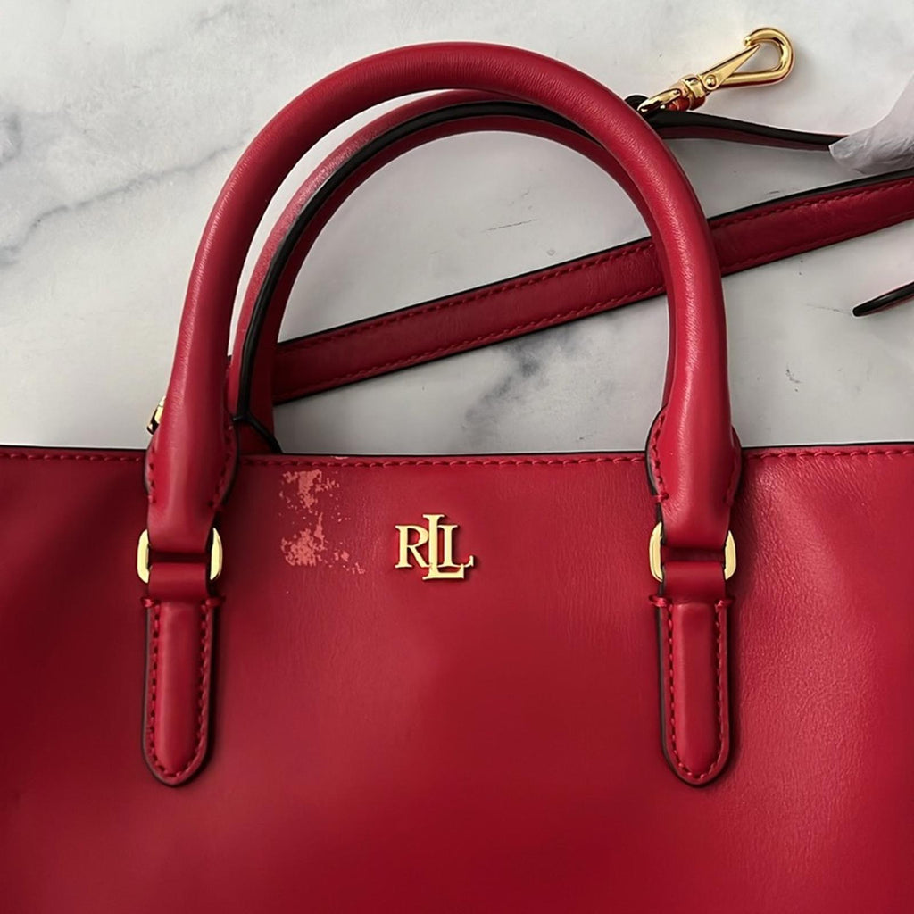Lauren Ralph Lauren Marcy 26 Small Satchel in Red, NEW w/Tag Retail $350