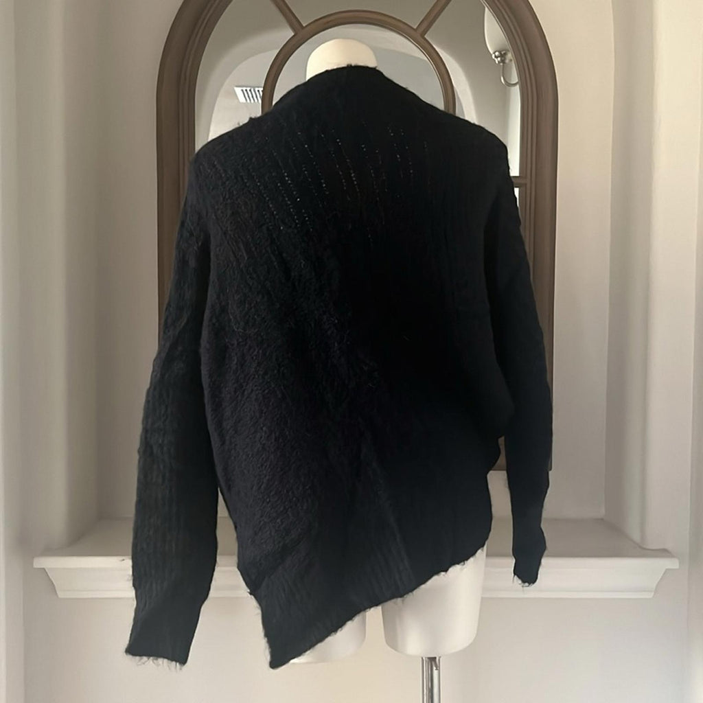 All Saints Selena Mixed Stitch Asymmetric Sweater Midnight Blue Size S New w/Tag