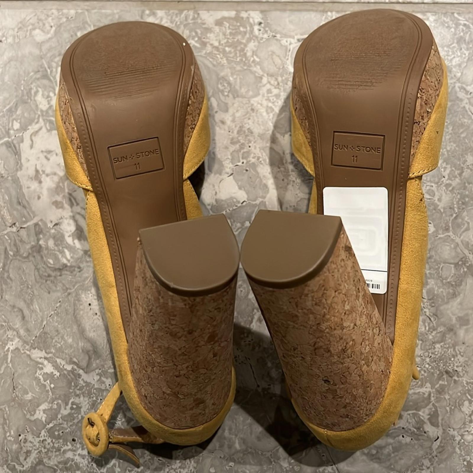 Sun+Stone Reeta Block Heel Platform Sandals in Yellow, Size 11 New