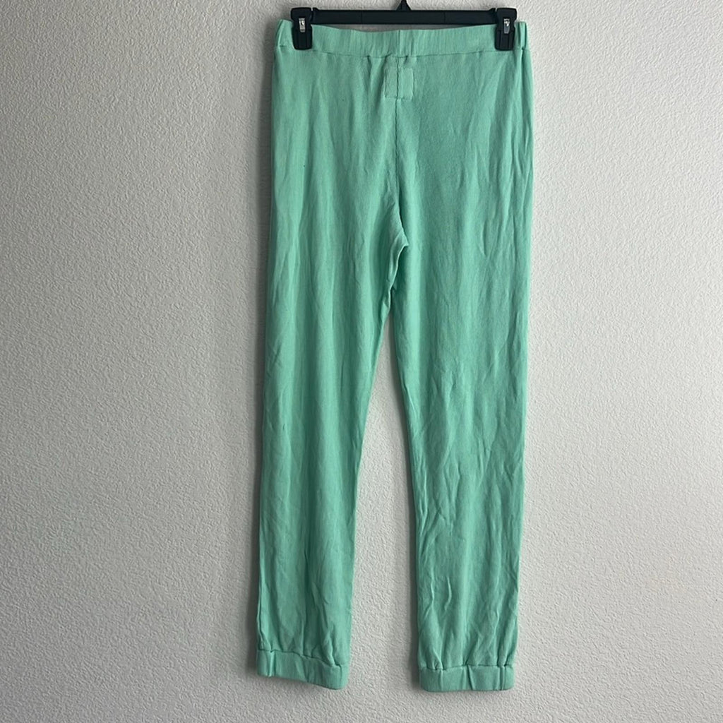Chaser Women’s Waffle Knit Sweatpants Jogger Pants in Mint Green, Size L NWT