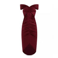 Et Ochs Everly Off-The-Shoulder Midi Dress in Crimson Red, NWT, Size 4