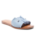 1.State Blue Fann Ruched Leather Slide Sandals, Size 7.5 New in Box
