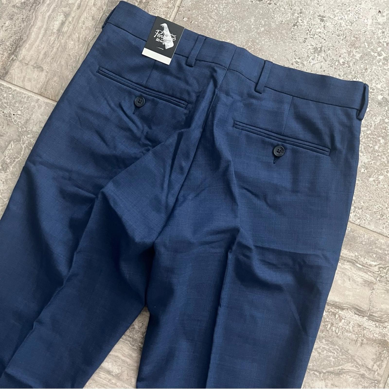 NEW Penguin Blue Birdseye Wool-Blend Dress Pants, Size 36S/30W 30L New w/Tag